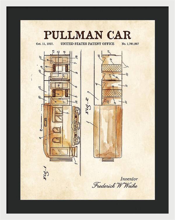Pullman Car Watercolor Patent Us1701867