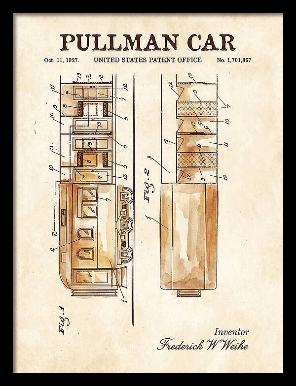 Pullman Car Watercolor Patent Us1701867