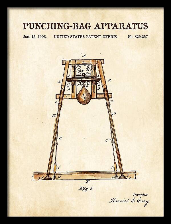 Punching Bag Apparatus Watercolor Patent Us829257a