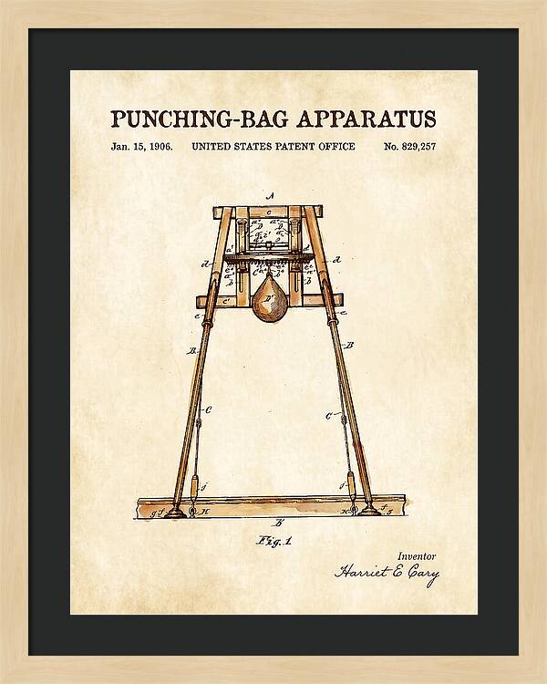 Punching Bag Apparatus Watercolor Patent Us829257a