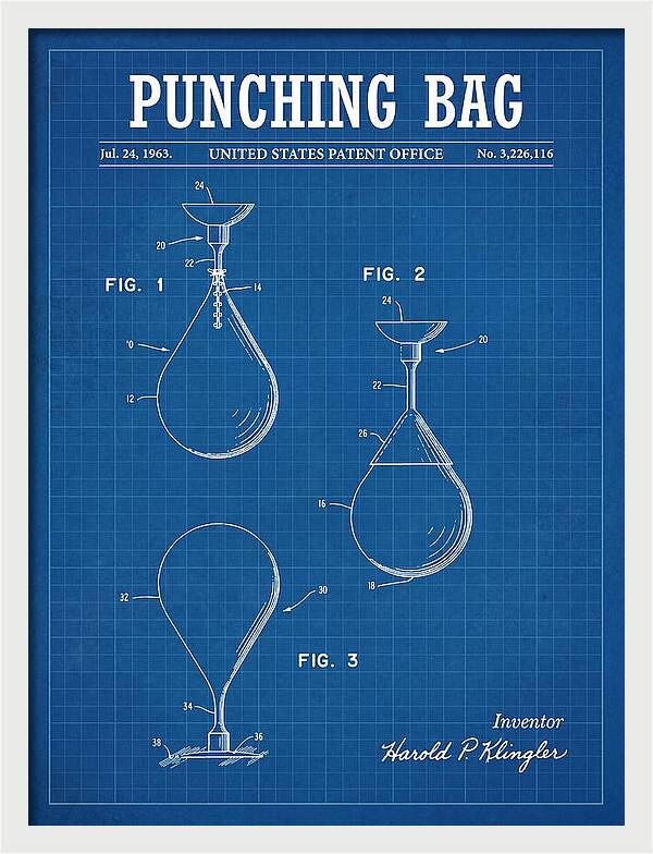 Punching Bag Blueprint Patent Us3226116a
