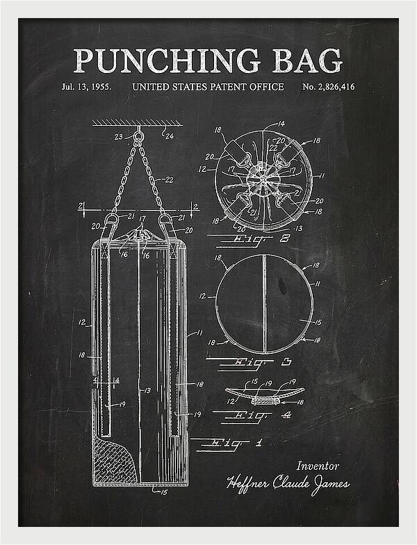 Punching Bag Chalkboard Patent Us2826416a