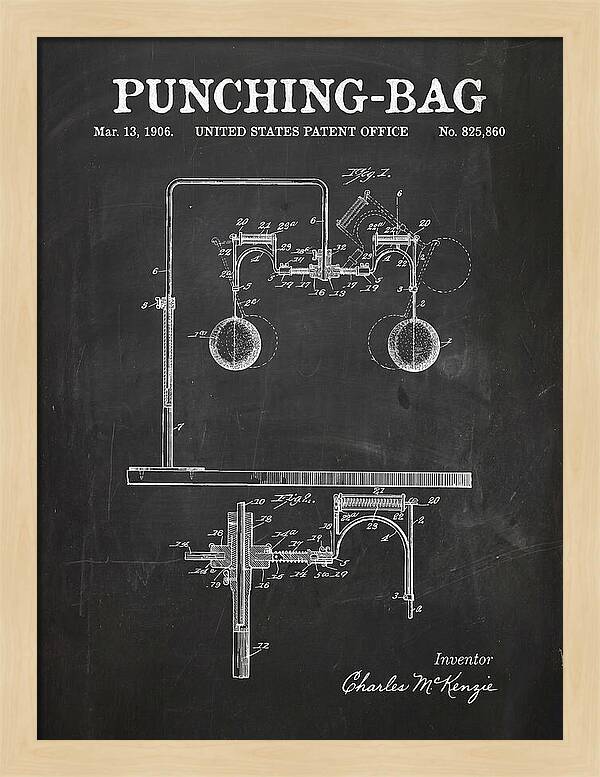Punching Bag Chalkboard Patent Us825860a