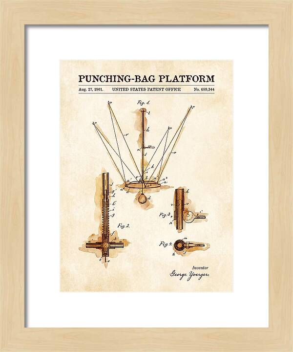 Punching Bag Platform Watercolor Patent Us689344a