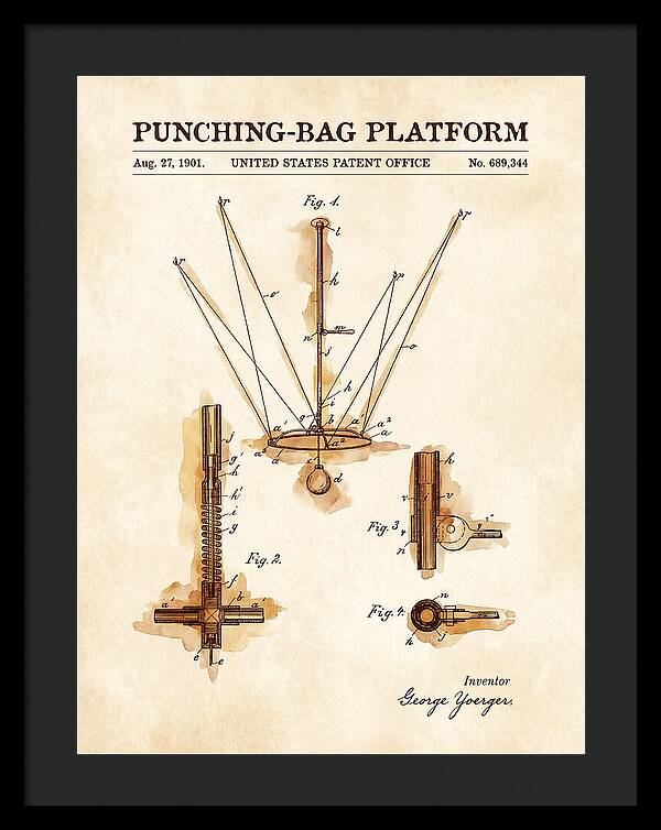 Punching Bag Platform Watercolor Patent Us689344a