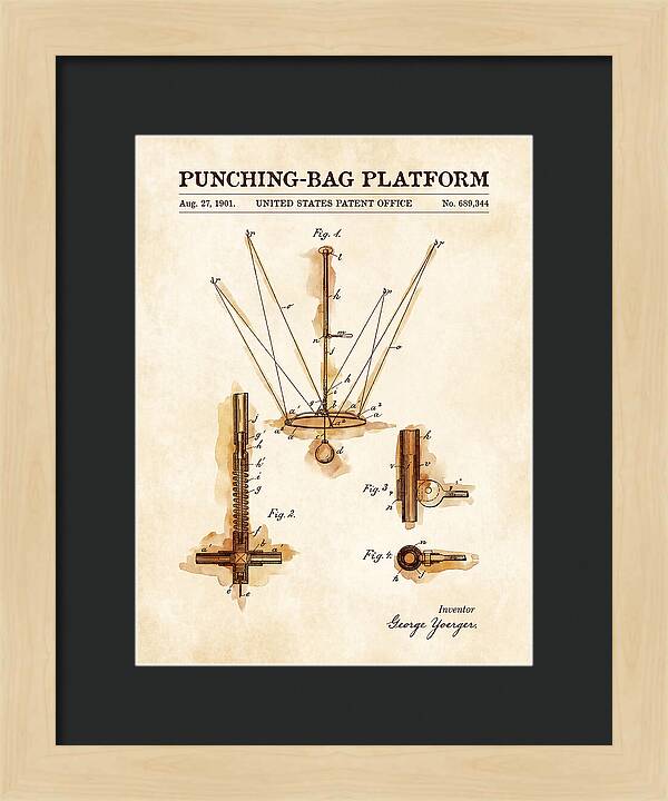 Punching Bag Platform Watercolor Patent Us689344a
