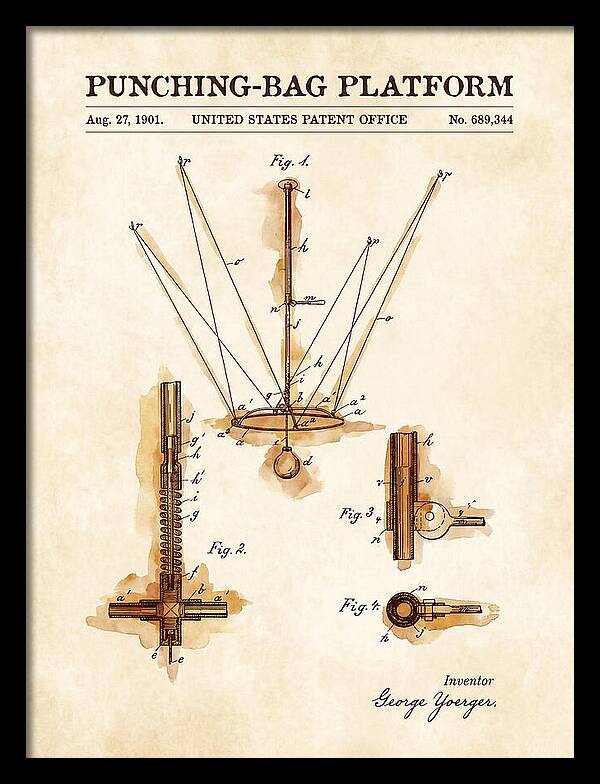 Punching Bag Platform Watercolor Patent Us689344a
