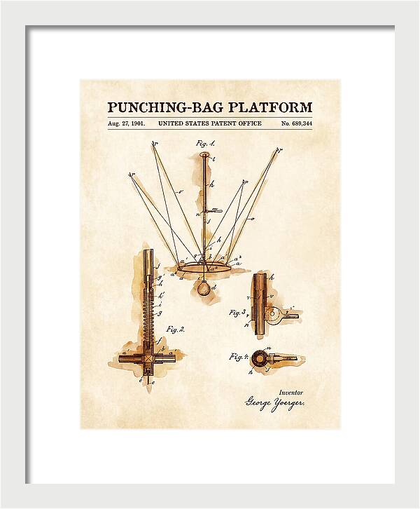 Punching Bag Platform Watercolor Patent Us689344a