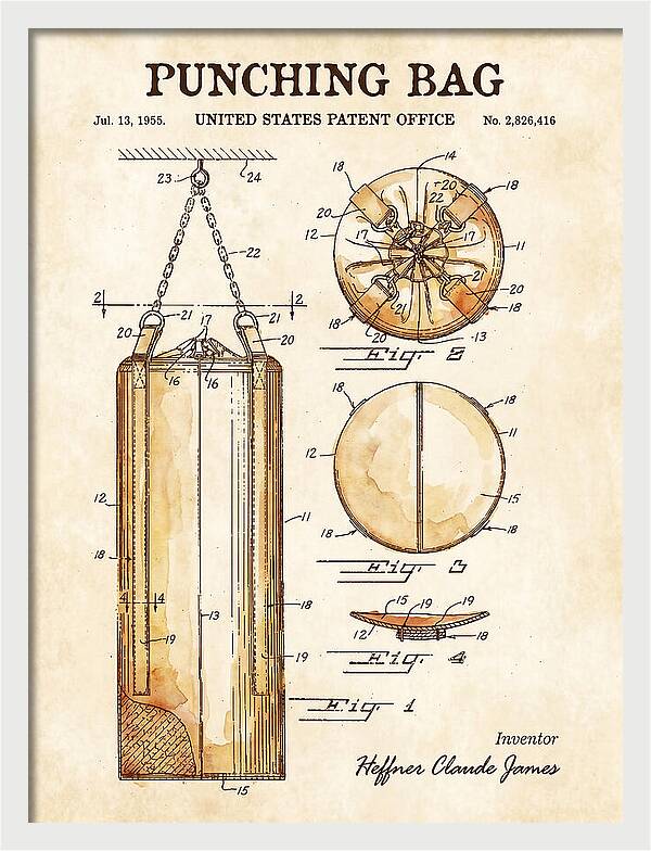 Punching Bag Watercolor Patent Us2826416a