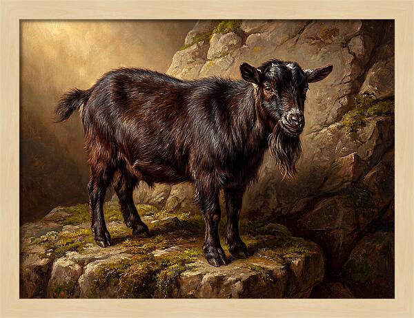 Pygmy Goat On Rocky Outcrop