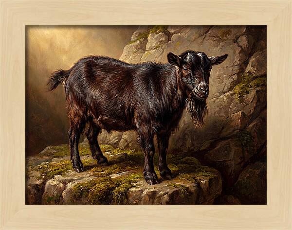 Pygmy Goat On Rocky Outcrop