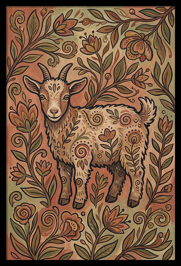 Pygmy Goat Surrounded By Flora