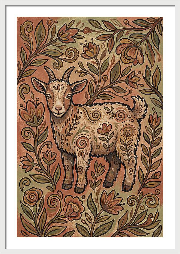 Pygmy Goat Surrounded By Flora