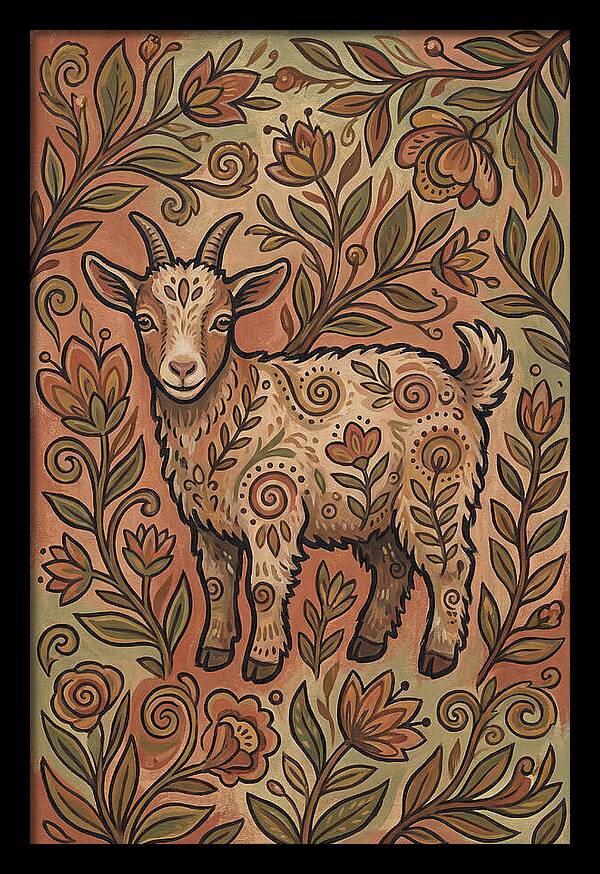Pygmy Goat Surrounded By Flora