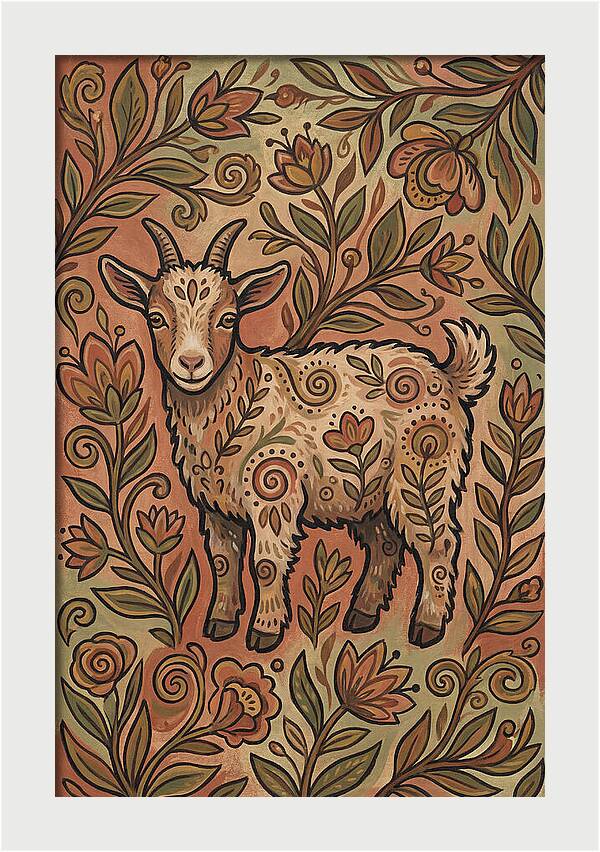 Pygmy Goat Surrounded By Flora