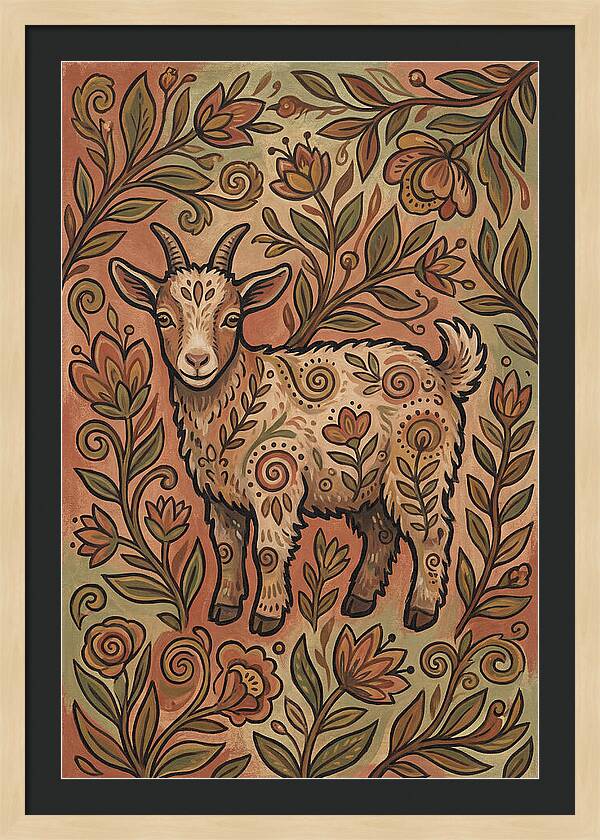 Pygmy Goat Surrounded By Flora