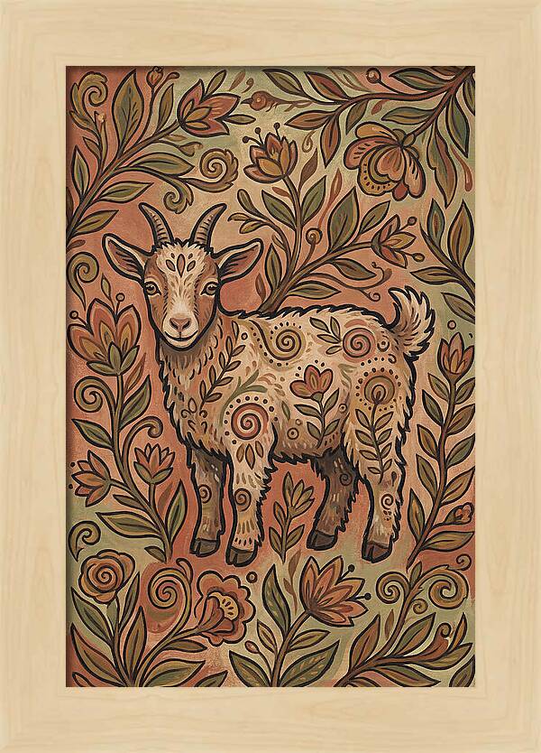 Pygmy Goat Surrounded By Flora
