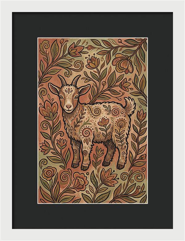 Pygmy Goat Surrounded By Flora