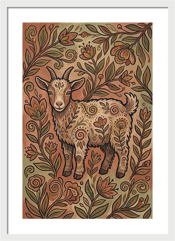 Pygmy Goat Surrounded By Flora
