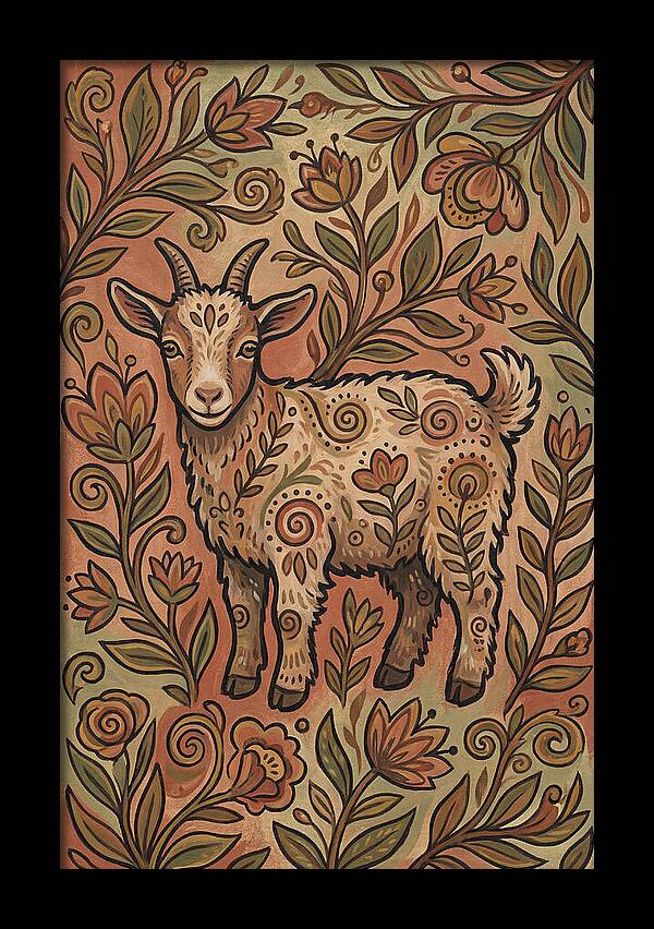 Pygmy Goat Surrounded By Flora