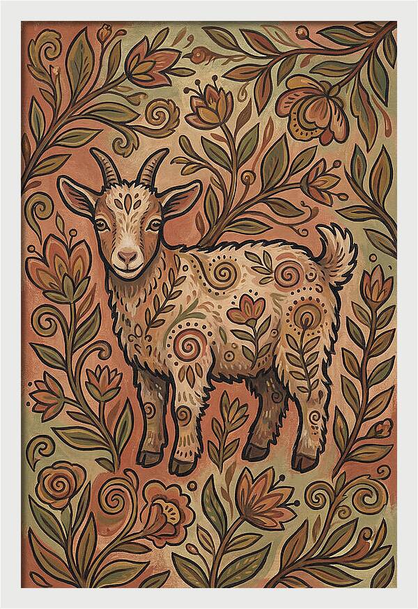 Pygmy Goat Surrounded By Flora