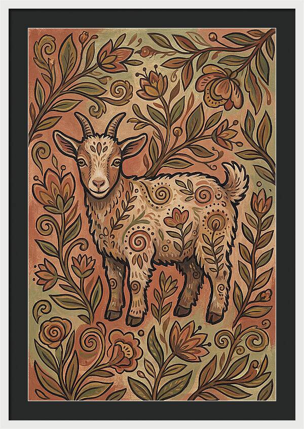 Pygmy Goat Surrounded By Flora
