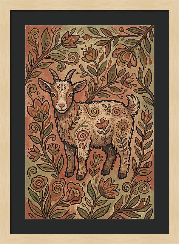 Pygmy Goat Surrounded By Flora