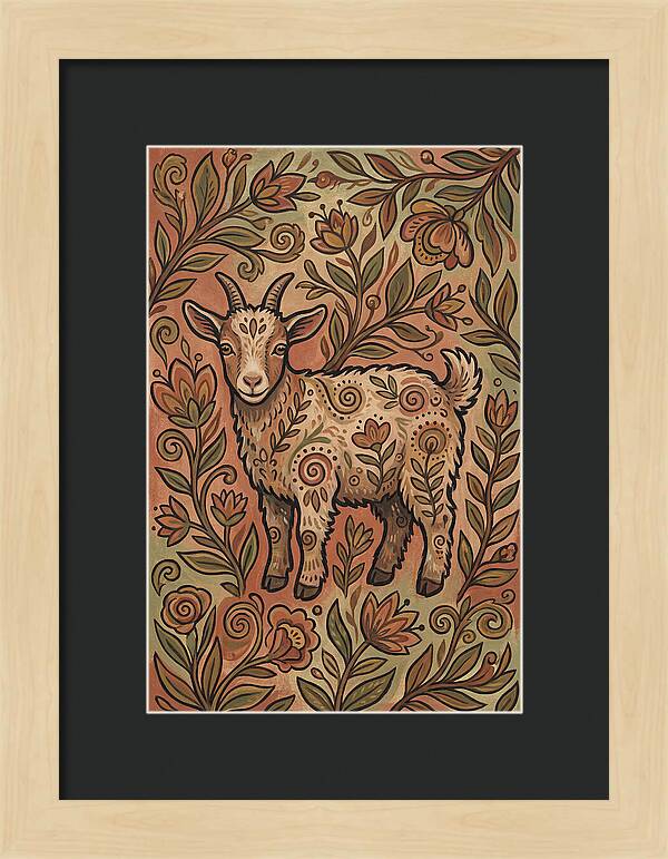 Pygmy Goat Surrounded By Flora