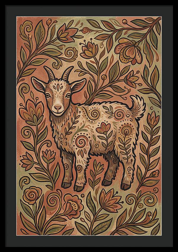 Pygmy Goat Surrounded By Flora