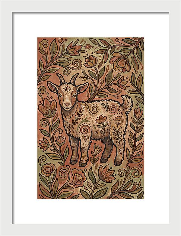 Pygmy Goat Surrounded By Flora