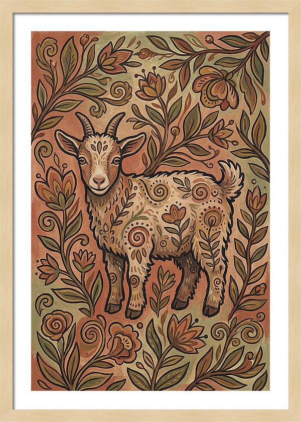 Pygmy Goat Surrounded By Flora