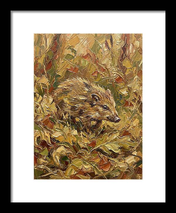 Pygmy Hog In Autumn Foliage