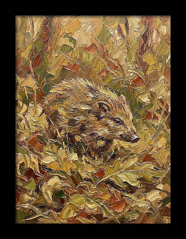 Pygmy Hog In Autumn Foliage