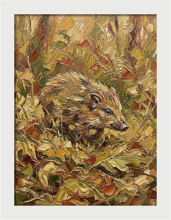 Pygmy Hog In Autumn Foliage