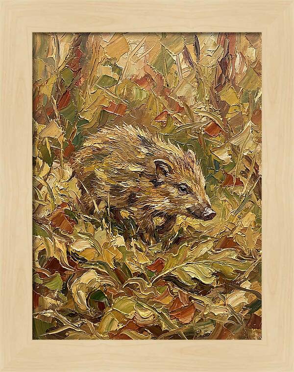 Pygmy Hog In Autumn Foliage