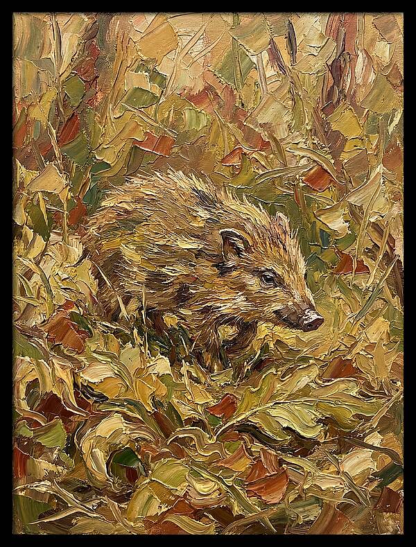 Pygmy Hog In Autumn Foliage