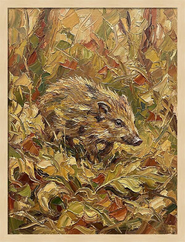 Pygmy Hog In Autumn Foliage