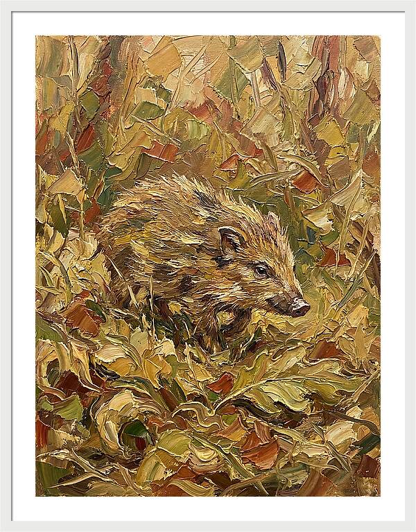 Pygmy Hog In Autumn Foliage