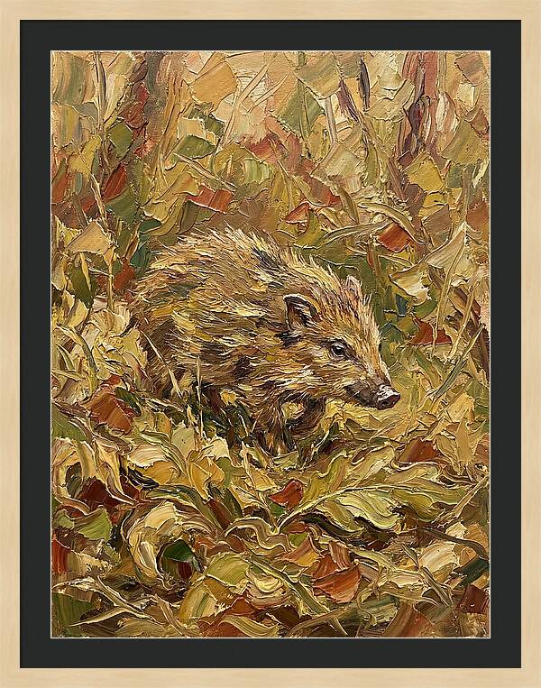 Pygmy Hog In Autumn Foliage