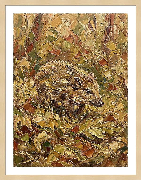 Pygmy Hog In Autumn Foliage