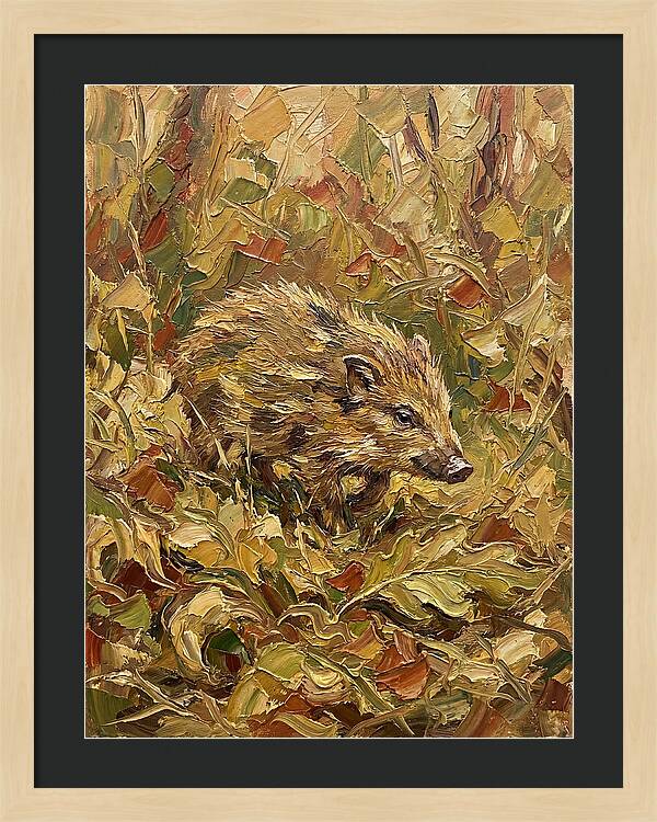 Pygmy Hog In Autumn Foliage