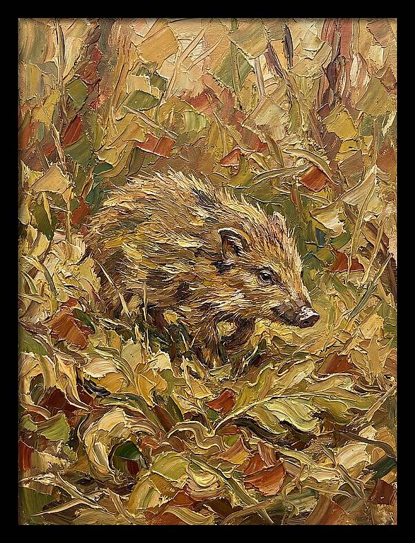 Pygmy Hog In Autumn Foliage