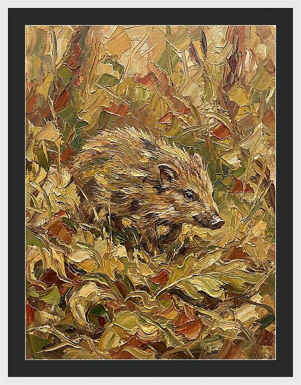 Pygmy Hog In Autumn Foliage