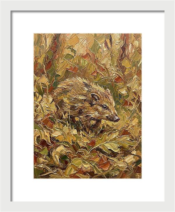 Pygmy Hog In Autumn Foliage