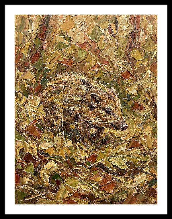 Pygmy Hog In Autumn Foliage