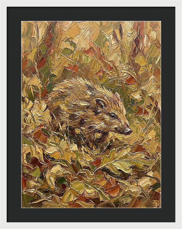 Pygmy Hog In Autumn Foliage