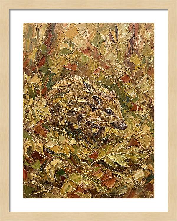 Pygmy Hog In Autumn Foliage