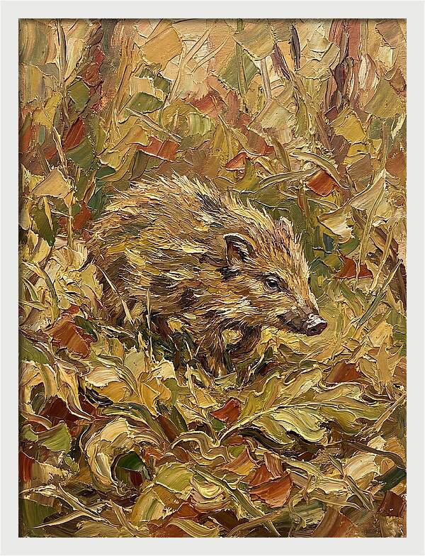 Pygmy Hog In Autumn Foliage