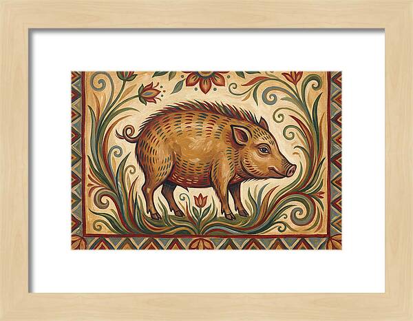 Pygmy Hog In Folk Art Style