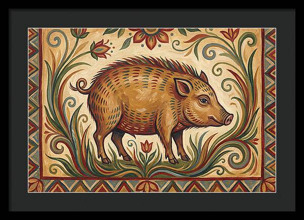 Pygmy Hog In Folk Art Style